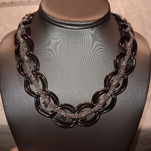 Premier designs necklace.  Silver and gunmetal color